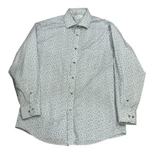 Calvin Klein Shirt Mens Medium White Blue Non Iron Long Sleeve Dress Shirt